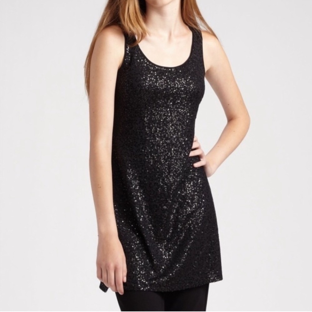 Eileen Fisher Black Sequin Tank Dress